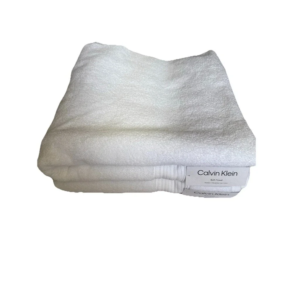 Calvin Klein  Bath Towel Set 2pcs White 100% Cotton New 30”X 56”